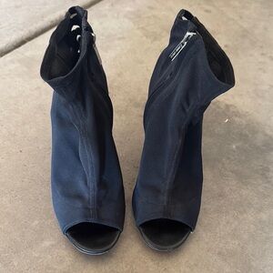 Jimmy Choo Black Peep-Toe Heeled Boots